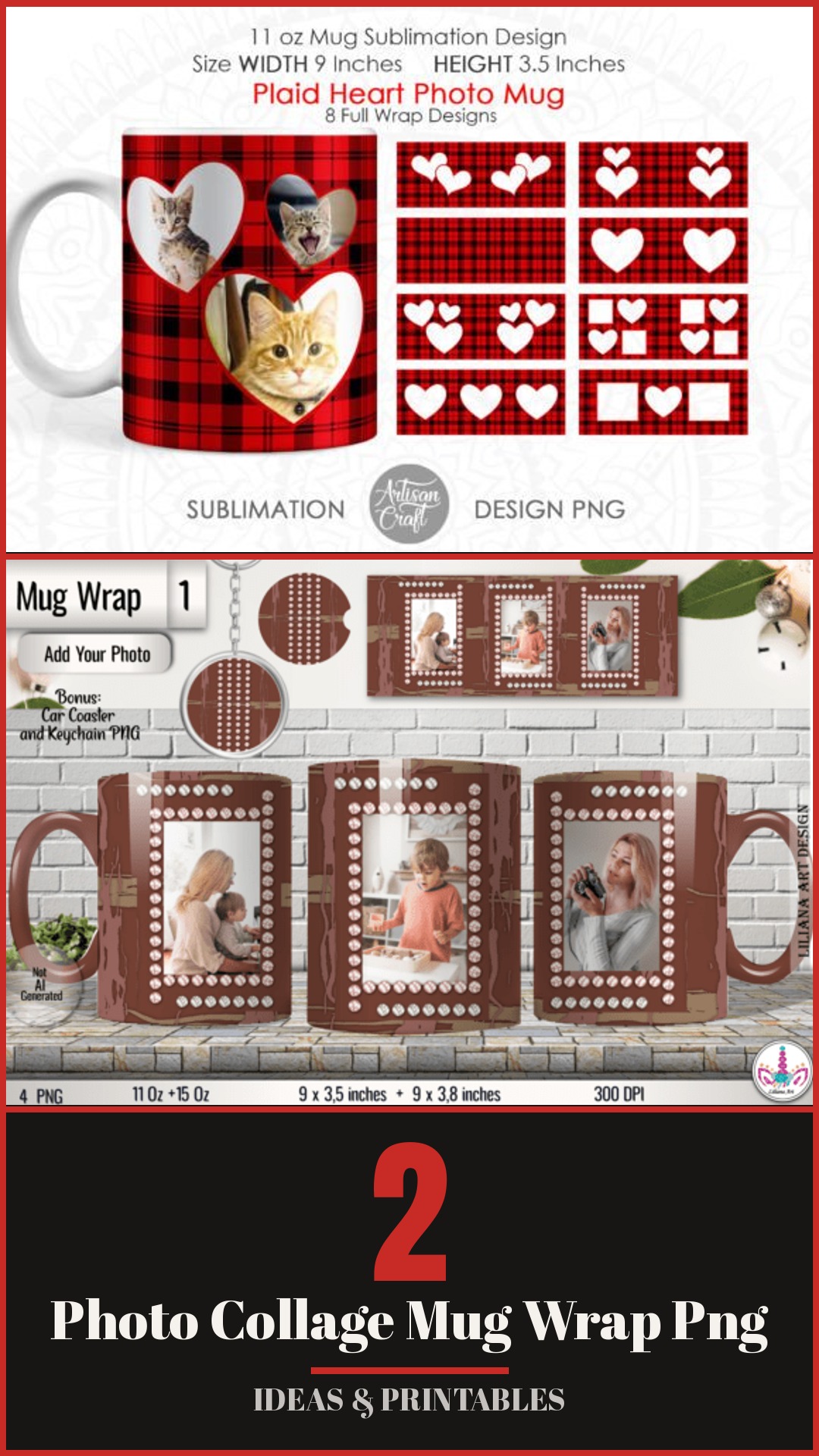 2 Photo Collage Mug Wrap Png